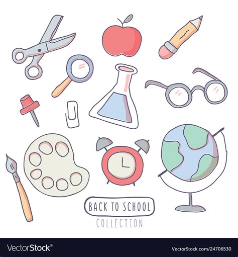 Back to school stickers set with school supplies Vector Image