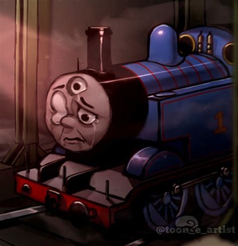 a cartoon train with an angry look on its face