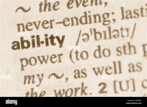 Definition of word ability in dictionary Stock Photo - Alamy