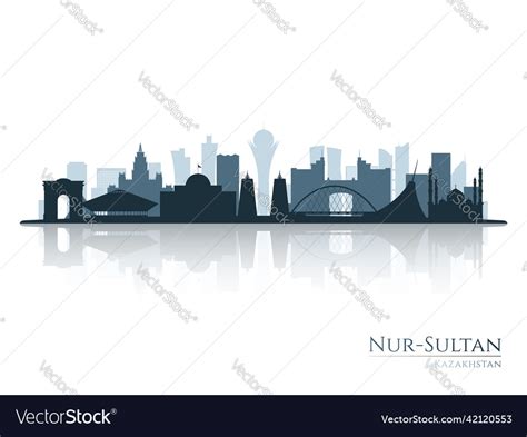 Nur-sultan skyline silhouette with reflection Vector Image