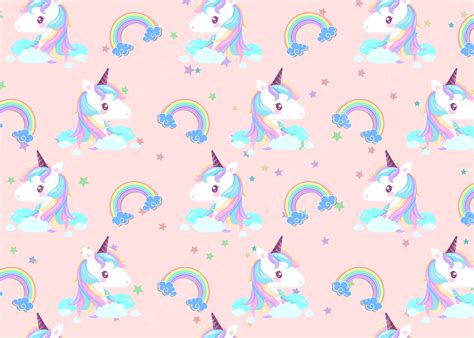 Cute Rainbow Unicorn Pattern Background, Desktop Wallpaper, Wallpaper ...