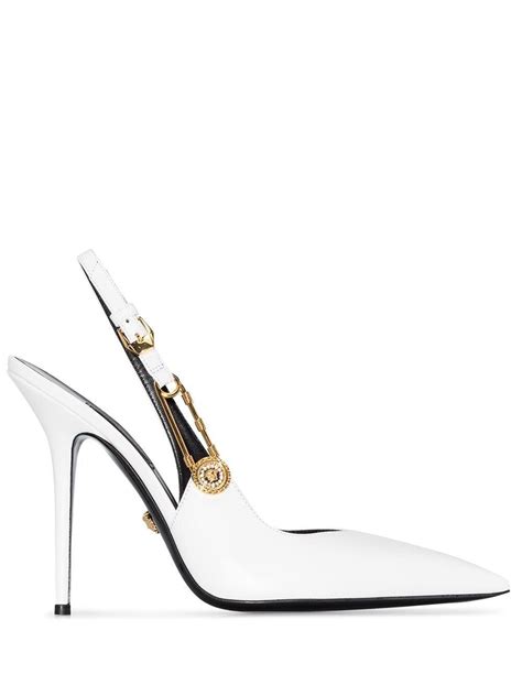 Versace Safety Pin Pumps in White | Lyst