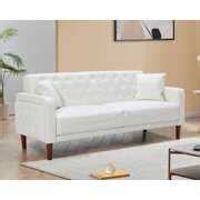 Rent to own HUTWIFE 78" Faux Leather Sofas and Couch, Mid Century ...