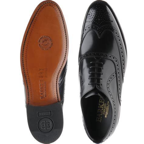 Barker shoes | Barker Professional | Hampstead brogues in Black Polished at Herring Shoes