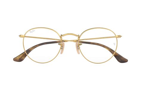 Ray-Ban prescription glasses Round Metal Optics RB3447V Polished Gold ...