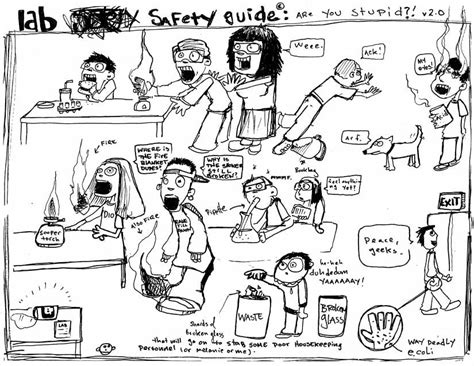 Lab Safety Guide | Science Lab Safety Comics Sketch Coloring Page
