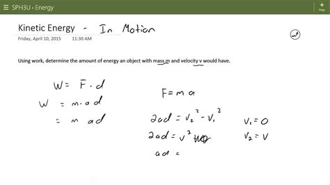 Kinetic Energy Formula Derivation