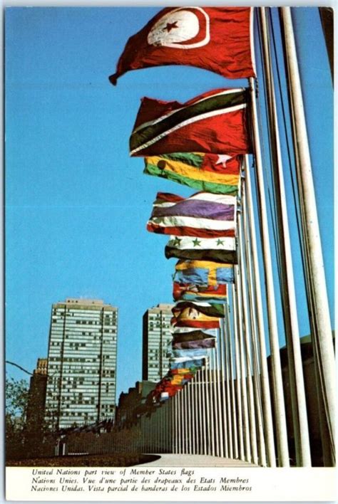 Postcard United Nations Member States Flags NYC New York USA North ...