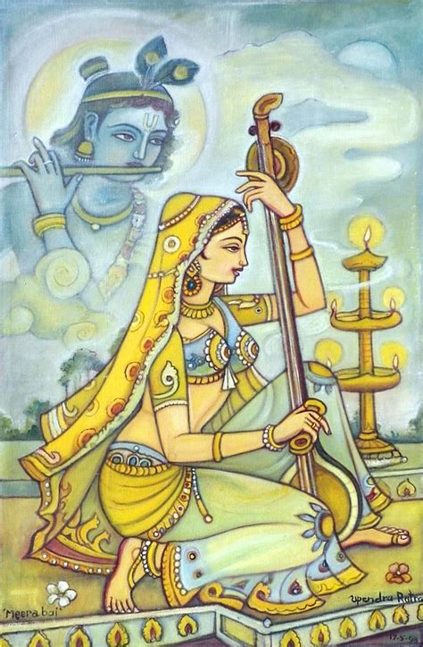 Meerabai Greeting Card by Upendra Ratra | Indian art paintings, Indian paintings, Butterfly art ...