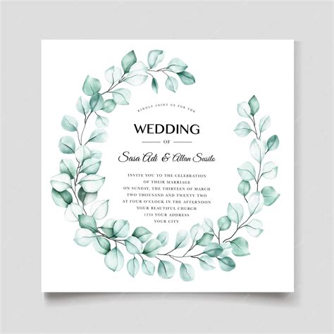 Free Vector | Elegant watercolor eucalyptus invitation card template