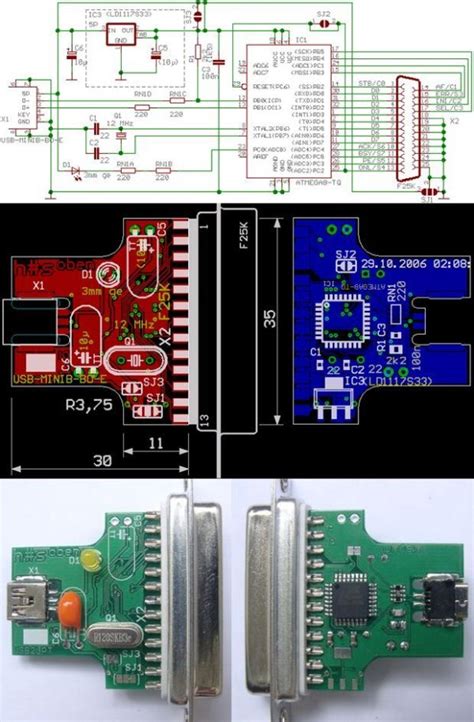 USB TO LPT CONVERTER CIRCUIT WITH ATMEL ATMEGA8