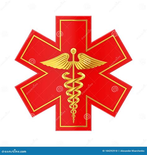 Red Medical Emergency Star of Life with Gold Caduceus Medical Symbol ...