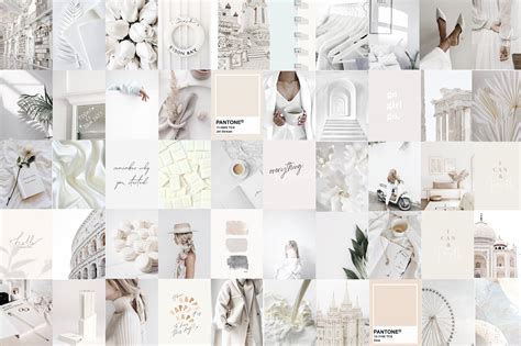 Prints 100 pieces White Minimalist Aesthetic Digital Wall Poster Collage Kits HD zip file Art ...