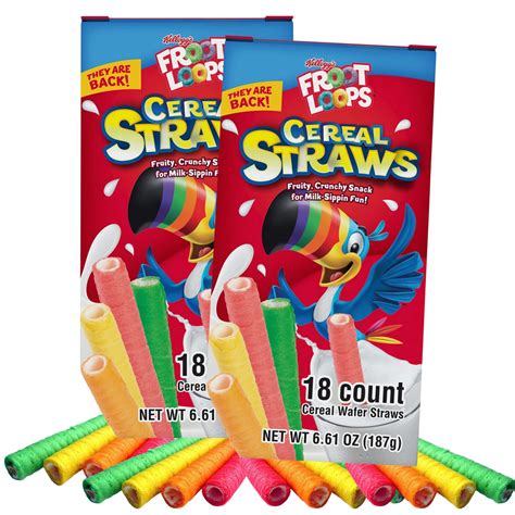 Buy 2023 Kellogg's Cereal Straws Froot Loops Edible Breakfast Straw Alternatives for Milk, 90's ...