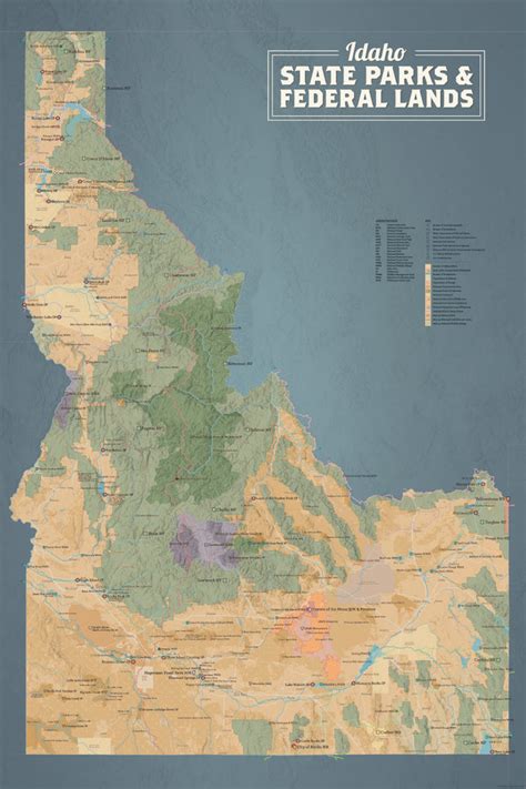 Idaho State Parks & Federal Lands Map 24x36 Poster - Best Maps Ever