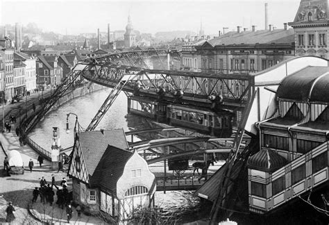 The Wuppertaler Schwebebahn, the oldest electric elevated railway, 1913 ...