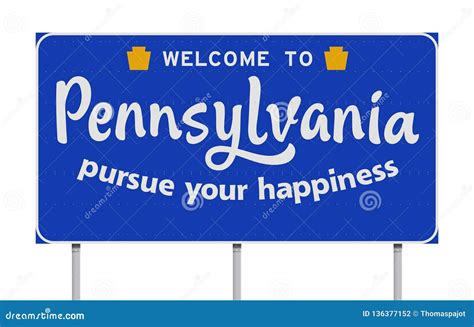 Welcome To Pennsylvania Road Sign Stock Vector - Illustration of ...