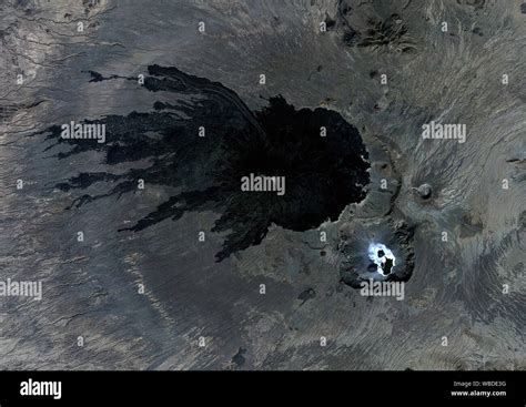 Color satellite image of Tarso Tousside volcano and Trou Natron crater ...