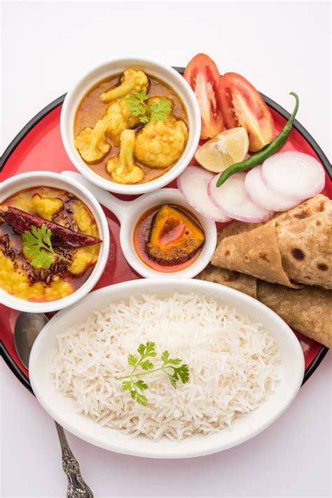 Indian Food Platter or Thali Contains Vegetarian Recipes, a Complete Meal Stock Photo - Image of ...