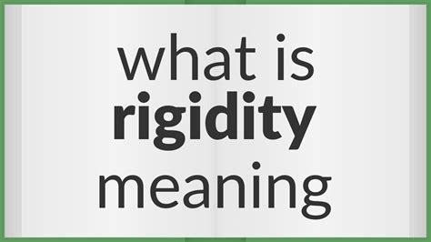 Rigidity | meaning of Rigidity - YouTube