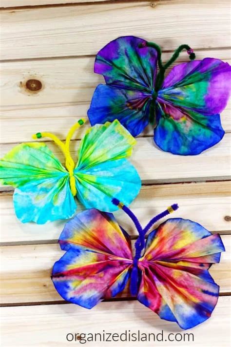 How to Make Coffee Filter Butterflies - Organized Island