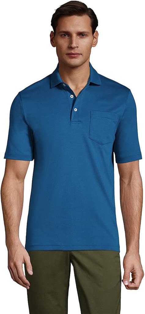 Lands' End Men's Short Sleeve Super Soft Supima Polo Shirt with Pocket at Amazon Men’s Clothing ...