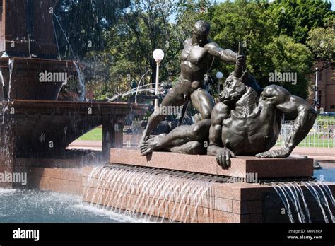 Sydney Australia, Theseus and the Minotaur sculpture and pool that form part of the Archibald ...