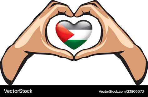 Palestine flag and hand on white background Vector Image