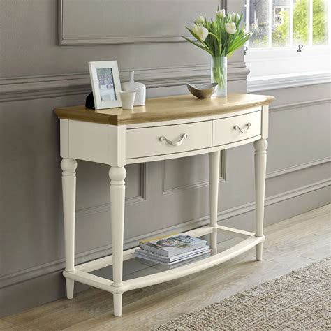 Oak Top Antique White Painted Console Table Glass Shelf - Ellis Home ...