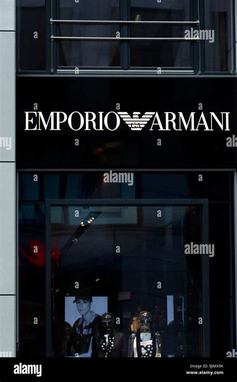 Emporio Armani clothing fashion store sign in Berlin city Germany ...