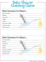 Baby Shower Game | Guess Baby Gender, Weight, Etc. Game Cards | Free Printable - FamilyEducation