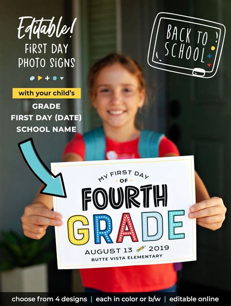 First Day of School Back to School Sign Printable Back to School Sign BTS Sign Canva Last Day of ...