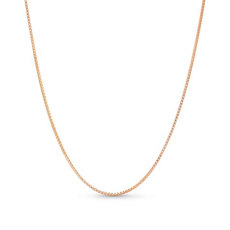 0.7mm Box Chain Necklace in Solid 14K Rose Gold - 20" | Zales