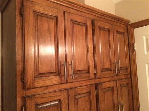 Golden Oak cabinets enhanced with mahogany gel stain | Stained kitchen cabinets, Oak cabinets ...