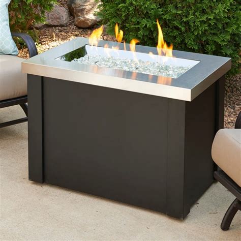 Stainless Steel Providence Rectangular Gas Fire Pit Table | Flame Connection