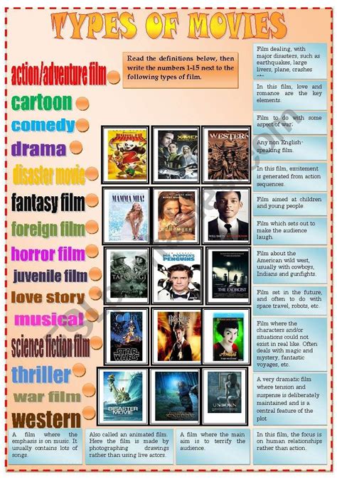 Types of Movies Vocabulary Worksheet