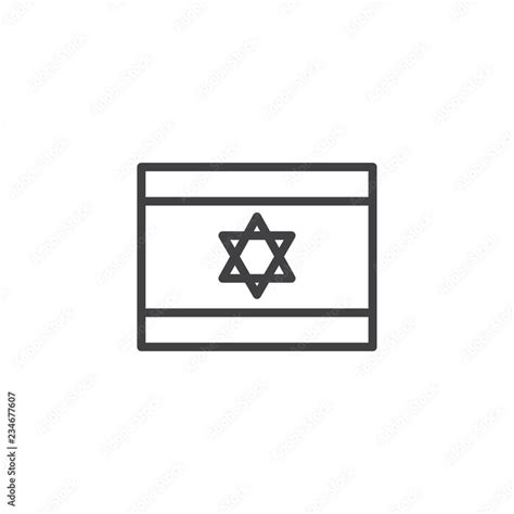 Israel flag outline icon. linear style sign for mobile concept and web design. David star flag ...