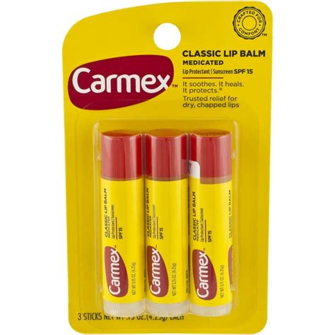 Carmex Classic Moisturizing Medicated Lip Balm, 0.15 Oz Stick (3 Pack) - Walmart.com - Walmart.com