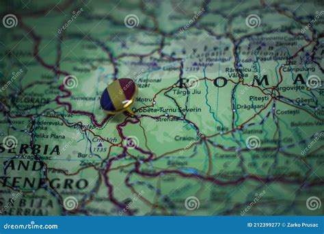 Drobeta-Turnu Severin Pinned on a Map with the Flag of Romania Stock Image - Image of marker ...