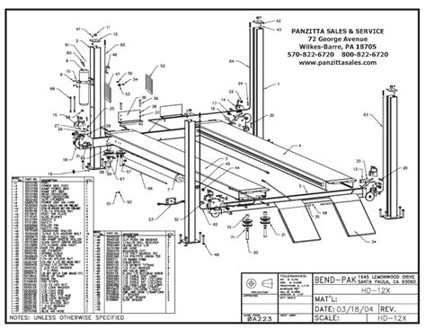 BendPak HD-12X Lift Parts – Panzitta Sales & Service