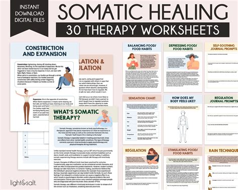 Somatic Healing workbook, somatic therapy worksheets – LightandSaltDesign