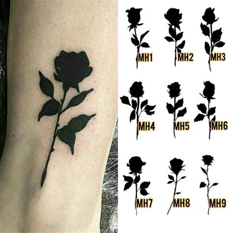 Jual Tato Temporer mawar hitam Tato bunga Tato kecil Tato minimalis Stiker Tato Minimalis - MH ...