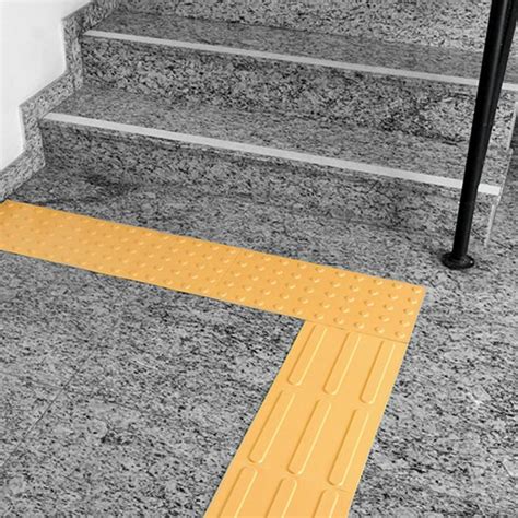 Tactile paving floor tile for blind people 25x25cm with circles of stop and alert yellow 10-pack ...