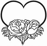 Rose With Heart Coloring Pages sketch template