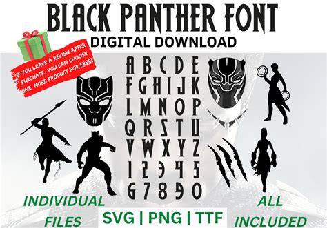 BLACK PANTHER FONT Bundle Svg Png Ttf Font Alphabet - Etsy