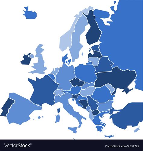 Blank coloured political map europe Royalty Free Vector