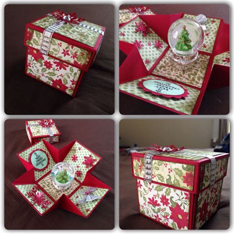 Christmas explosion box red green Scrapbooking Box, Pop Up Cards, Christmas Cards, Boite ...