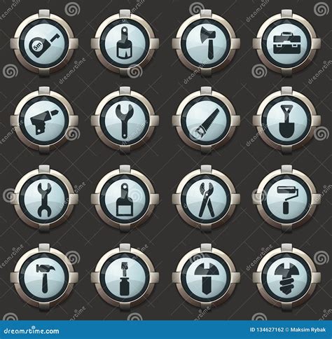 Work tools icons set stock vector. Illustration of mechanical - 134627162