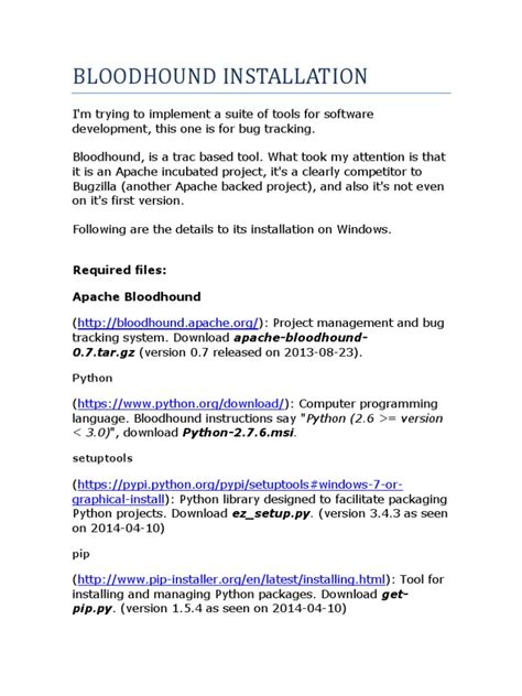 Bloodhound Installation | PDF | Postgre Sql | Installation (Computer Programs)