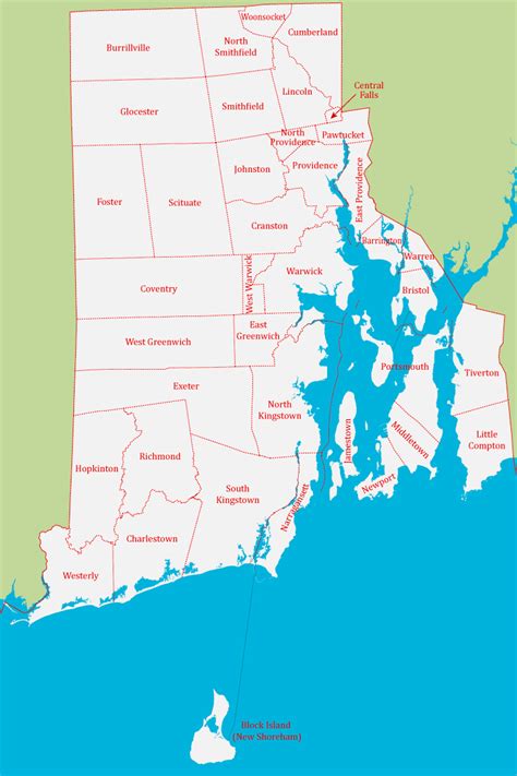 Detailed administrative map of Rhode Island state | Vidiani.com | Maps ...